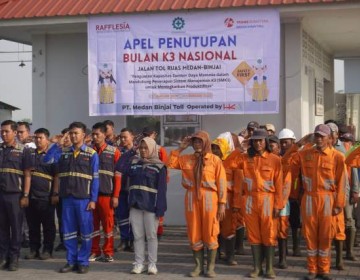 Penutupan Hari Bulan K3 Nasional, Pengelola Tol Medan-Binjai Gelar Apel dan Donor Darah