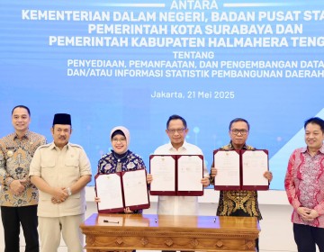 Dukung Pemanfaatan Data Tunggal, Mendagri Teken Kerja Sama dengan BPS dan Pemda