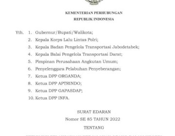 Ditjen Hubdat Tetapkan Syarat Terbaru Perjalanan Domestik Gunakan Transportasi Darat