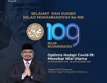 Muhammadiyah Peringati Milad ke-109, Menag Ucapkan Terima Kasih 