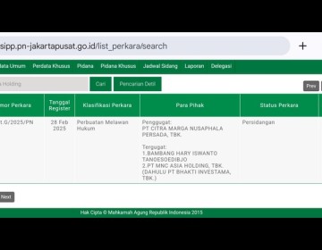 Klaim Pihak Hary Tanoe Terbantahkan SIPP Pengadilan Negeri Jakpus